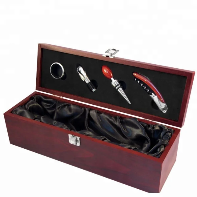 cheap hot sale luxury wooden wine gift box with accessories
