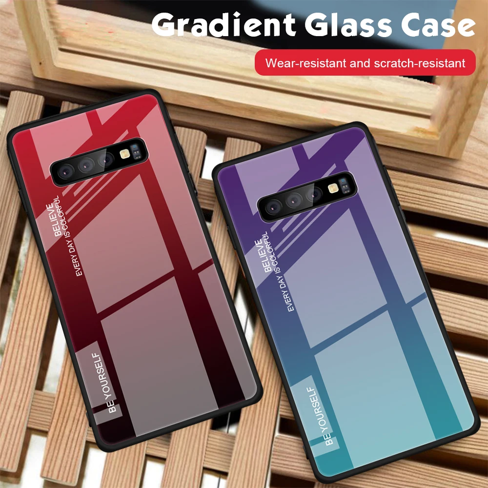 Градиентный чехол для телефона Samsung Galaxy S10 Plus, чехол из закаленного стекла для Samsung S10e S10 e S 10 e S10Plus, чехол-сумка