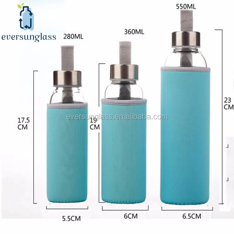 500ml Portable Double Wall Drinking Glass Tea Infuser Water Bottle With Silicone Sleeve