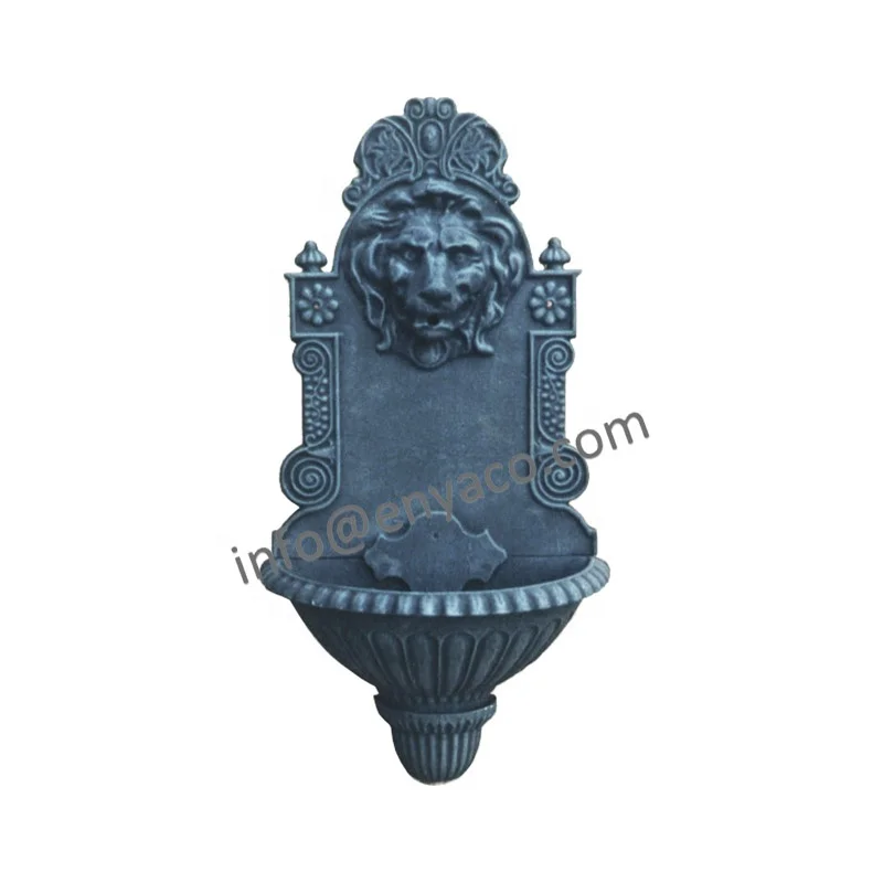 Antique Patio Classic Lion Head Iron Metal Water Waterfall Wall Mount Fountain with Nozzles Garden Fountain Wall Outdoor