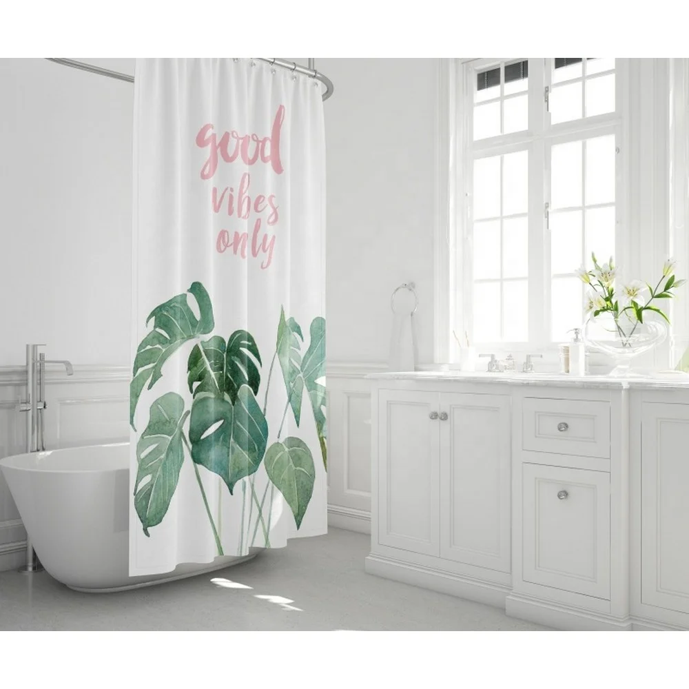 2024 Trending Home Goods Bathroom Bath Product Mouldproof Waterproof 3D Green Cactus Cartoon Design Shower Curtain