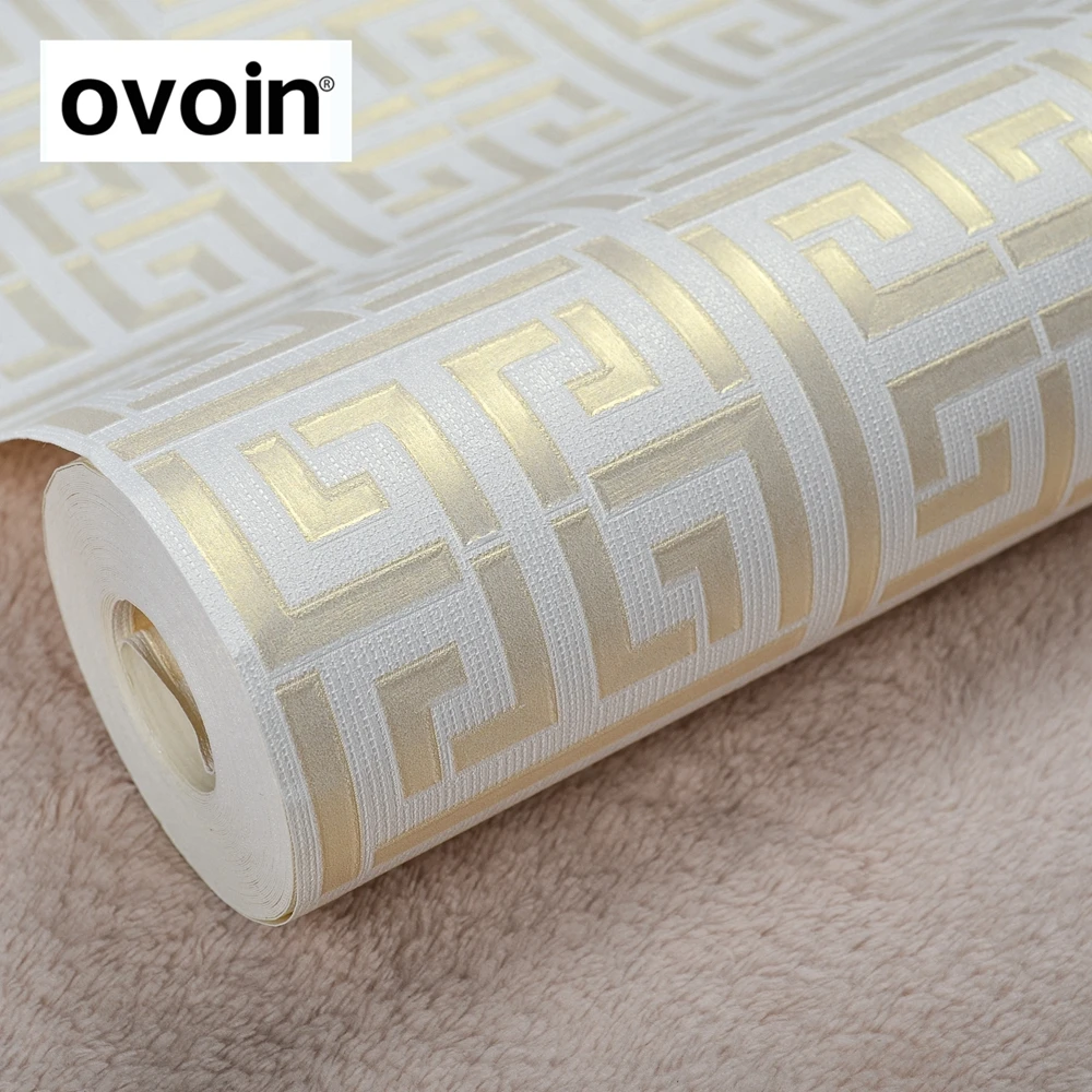 
Gold Greek Key Modern Home Decoration Wallpaper 