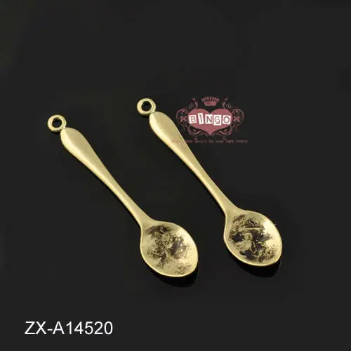 Gold Scoop Spoon Charms Pendants 23.5x6mm