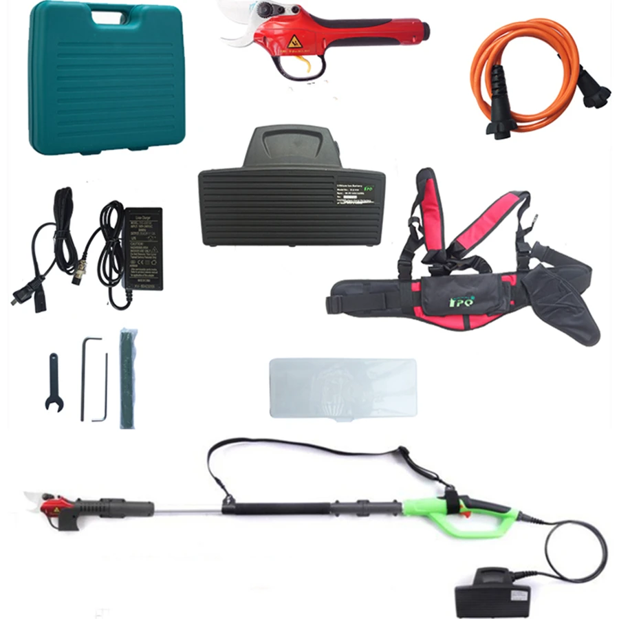 Телескопические электрические ножницы с литий-ионным аккумулятором и длинным удлинителем