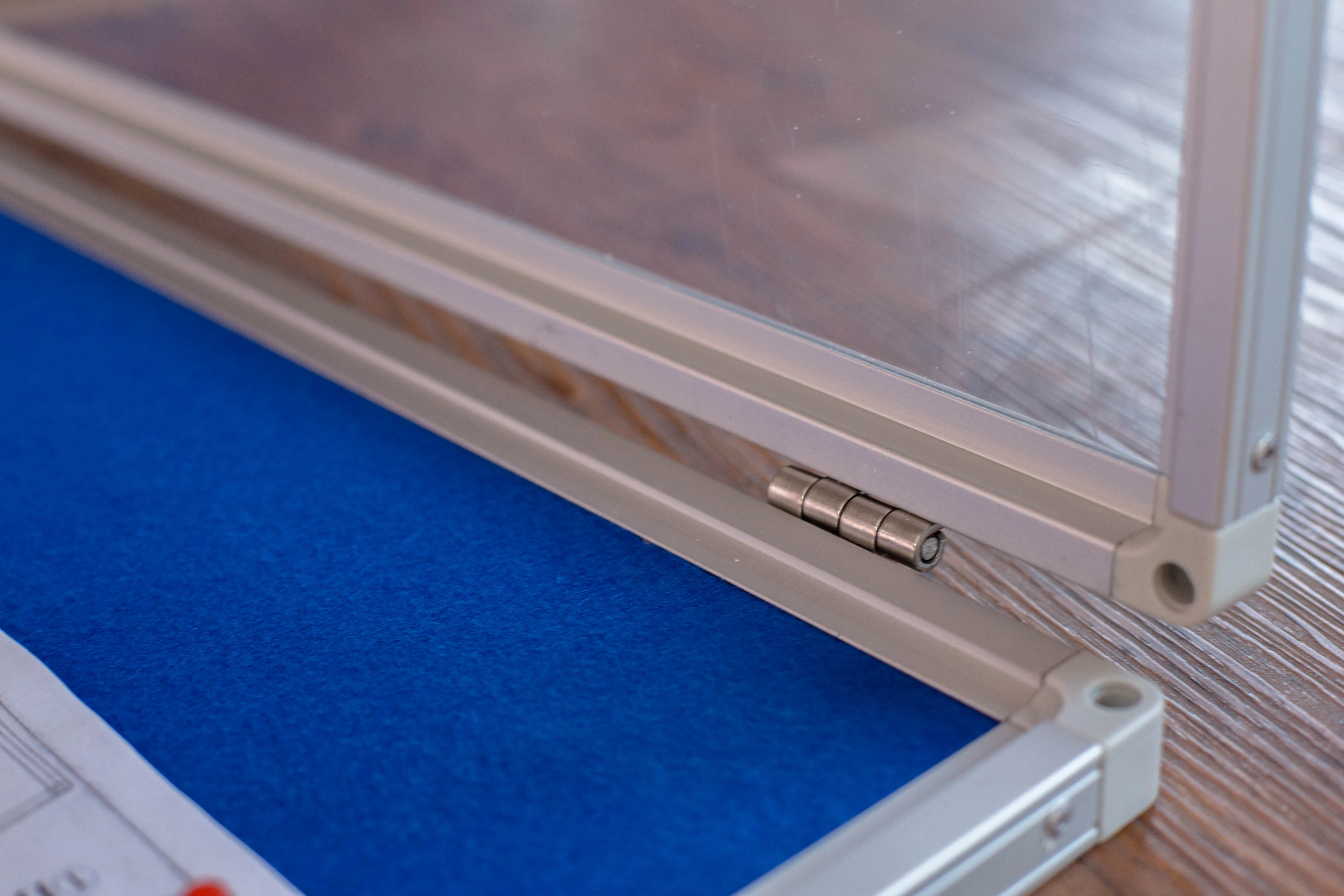 
Locking notice board wall mount cabinet with magnetic white steel board 