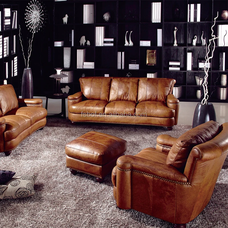 lobby furniture luxury italian leather sofa with botton D1633