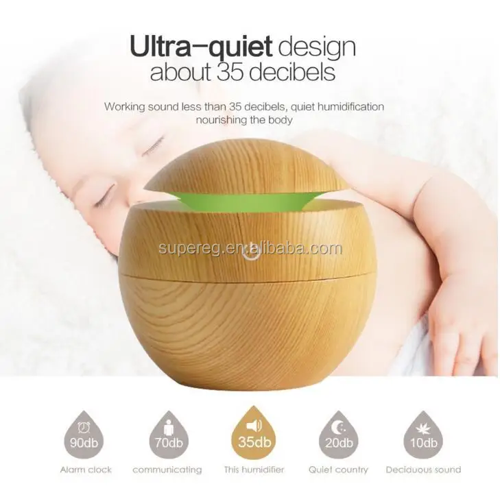 Holiday Promotional gifts Natural wooden grain essential oil diffuser ultrasonic humidifier USB aroma diffuser Air humidifier