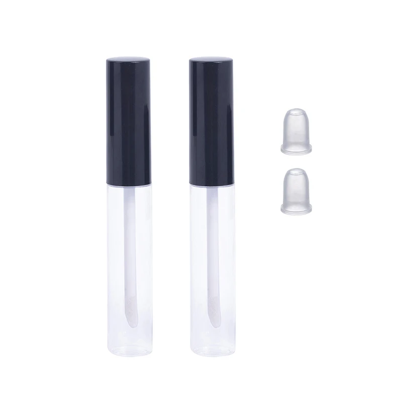 8ml PETG Lip Gloss Wand Tube with Black Cover Caps and Stopper