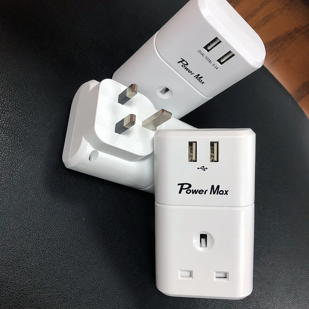 USB SURGE ADAPTOR 2022 WiFi Electrical Wall UK Power Smart Plug Socket Adapter electrical 3 pin to 2 pin UK plug adapter