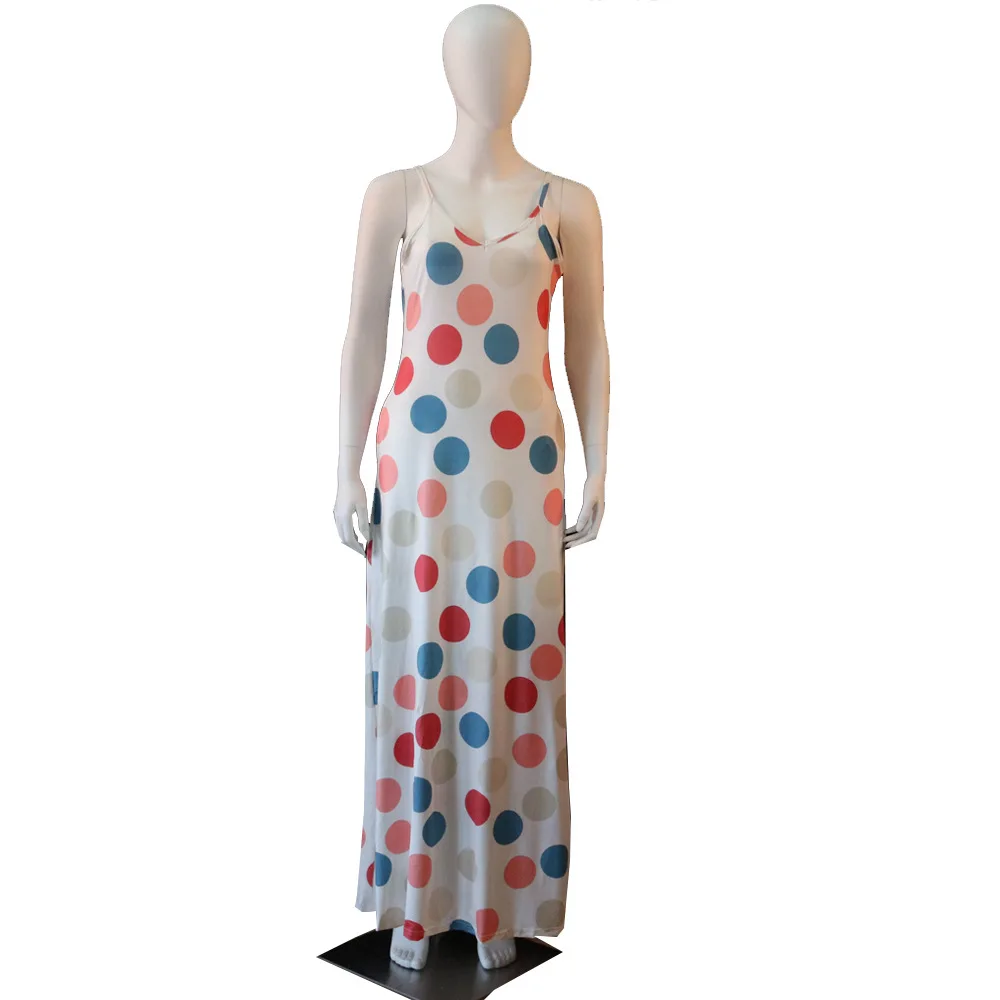 MA6053 Большие размеры 3 вида цветов платье на бретельках, без рукавов, с узором в горошек длинное платье для женщин