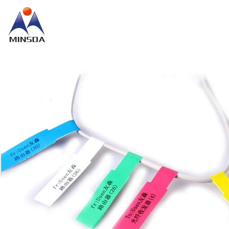 Minsda A4 Size Strong Adhesive Plastic Vinyl  Network Cable Marking Tags Cable Label