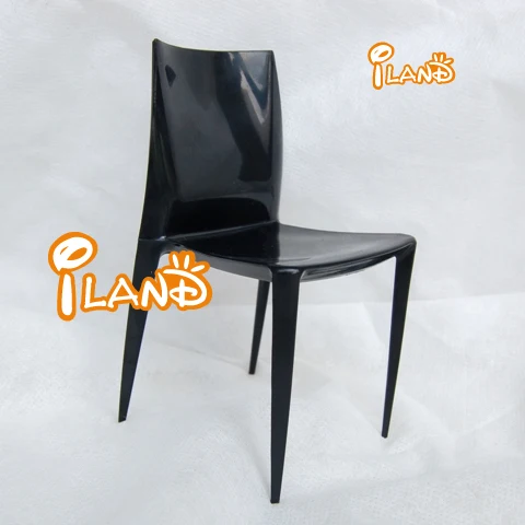 iland miniatures 1:6 Scale Doll Furniture Classic Mini Chair Plastic Doll side Chair black SL021B