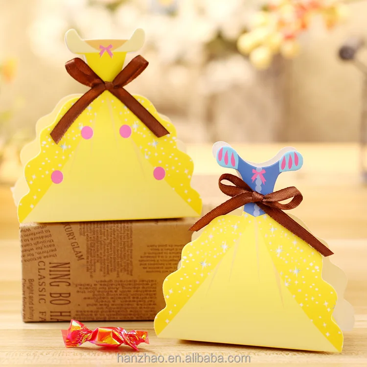Fancy Novelty Shaped Dress Shaped Paper Folding Candy Box Sweet Boxes for Wedding Favor