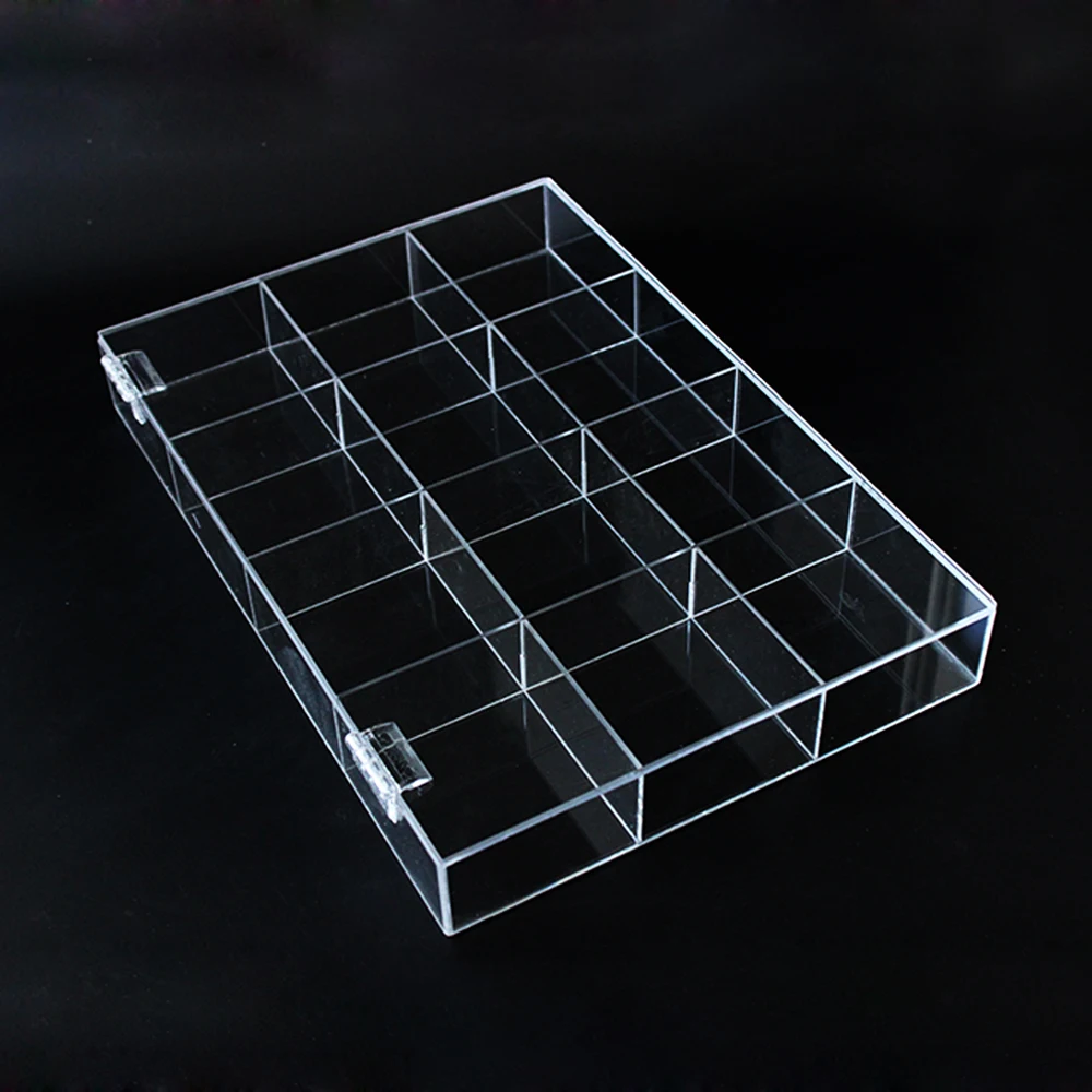 Custom High Quality 12 Grids Makeup Organizer Box Cosmetic Nail Jewelry bead Organizer Storage Box Transparent Desktop Box
