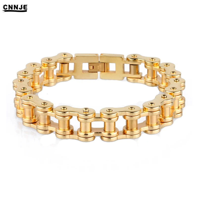 
Men Cool Heavy Stainless Steel Biker 18K Gold Jewelry Accessories Motorcycle Chain Link Bracelet 