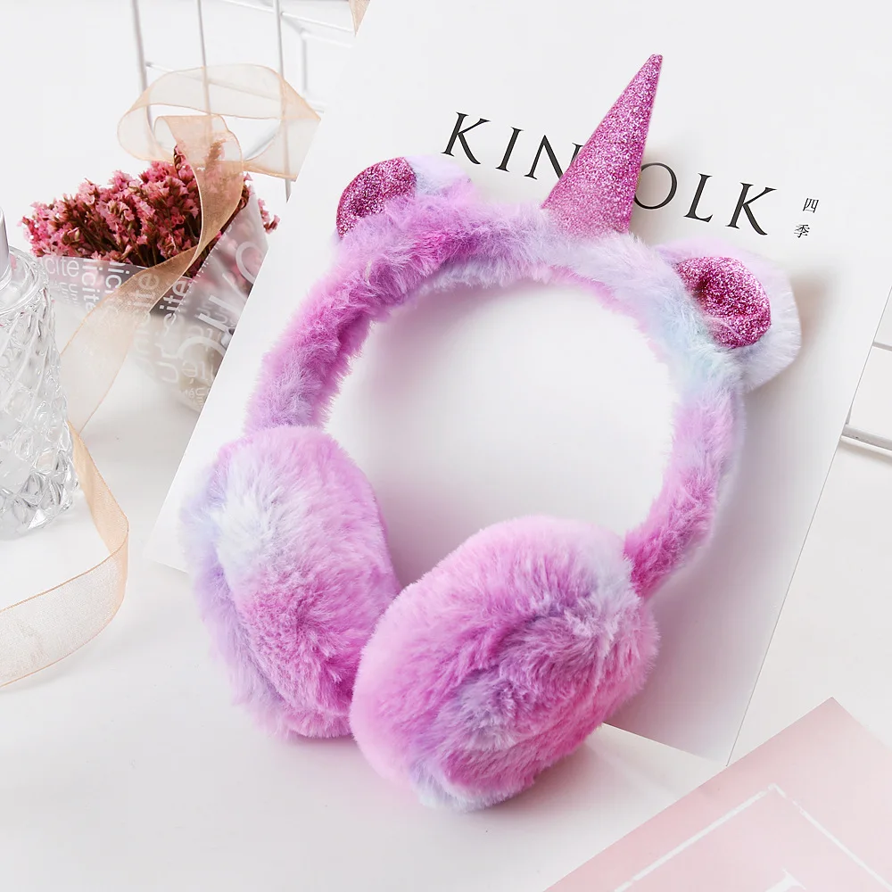 Winter Cute Unicorn Earmuff 1-5-year-old Baby Ear Sleeve Cartoon Gradient Plush Warm Earmuffs