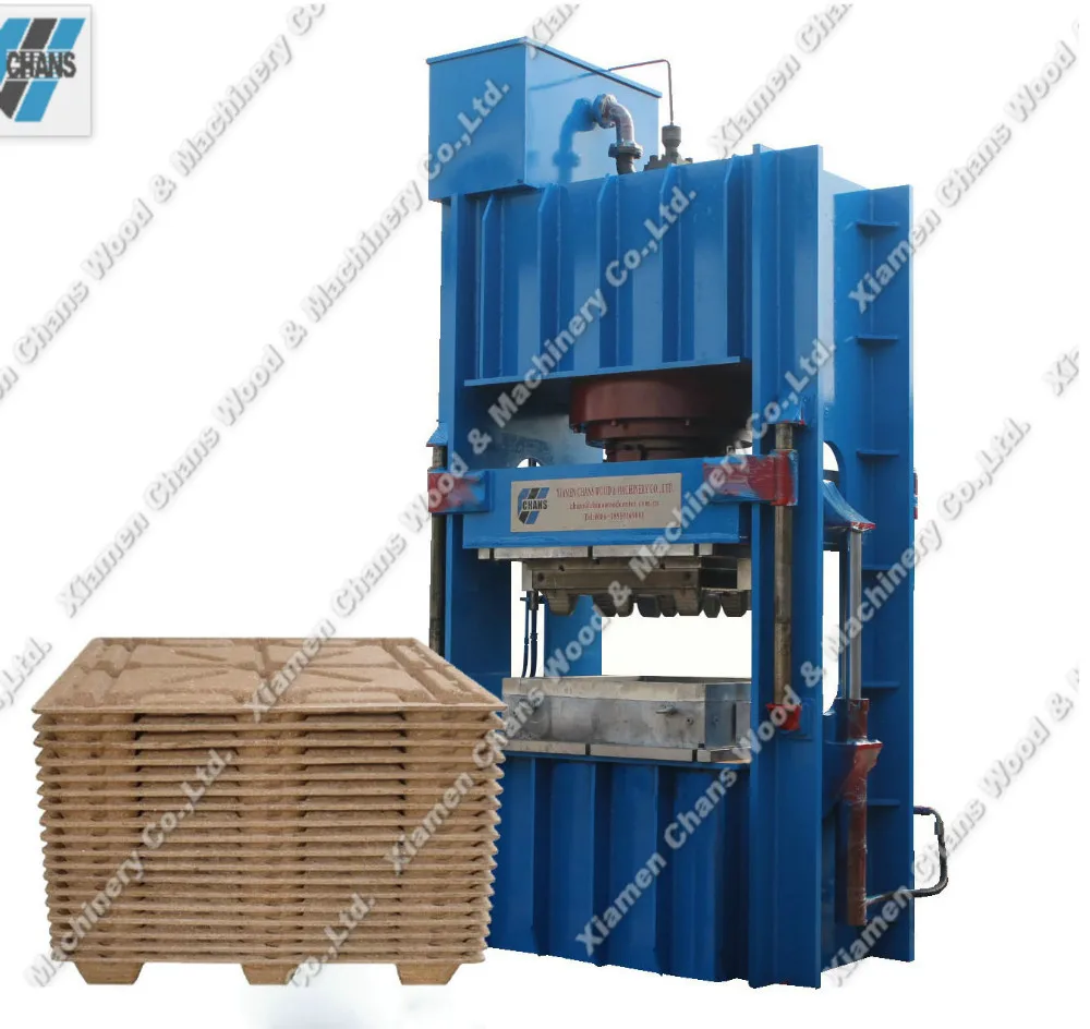 Full automatic wood shavings thermoforming pallet production line for press wood pallet