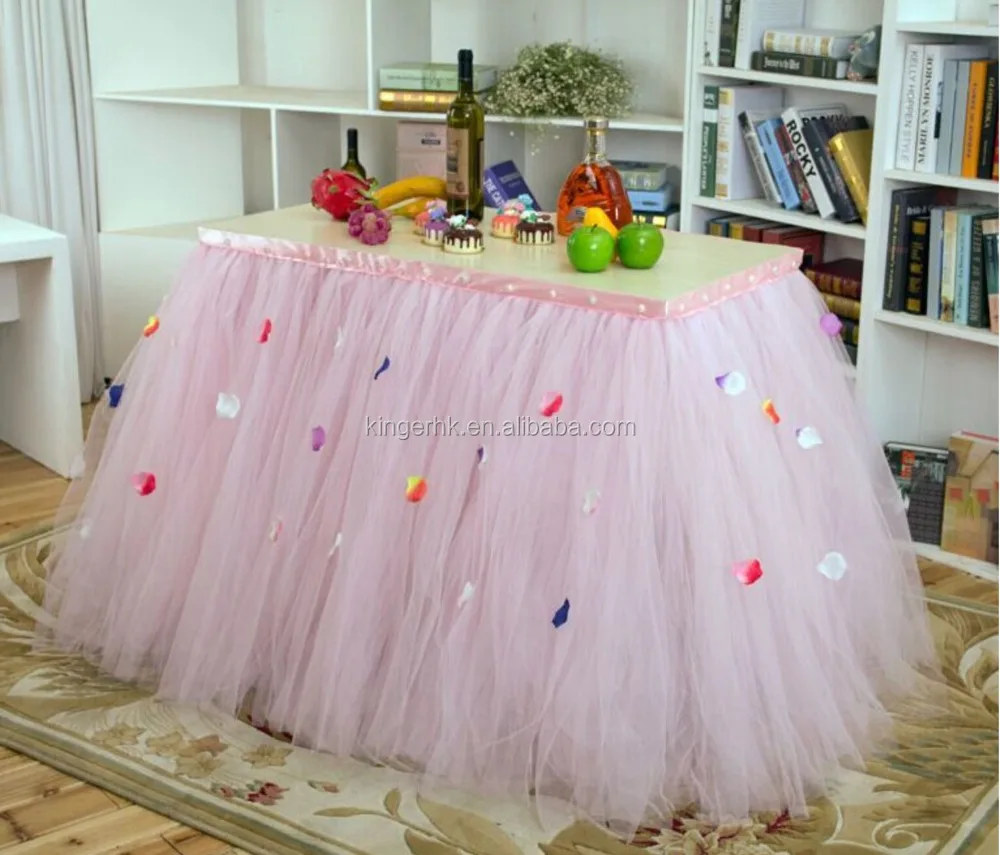 
Elegent wedding table skirts tutu tully for birthday party events decoration 