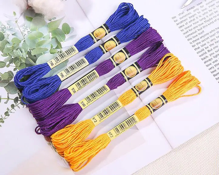 
Choose Favorite DMC Color MOQ Color Double Mercerized Cotton Embroidery Floss Cross stitch 6 strands 100pcs/bag solid DMC colors 