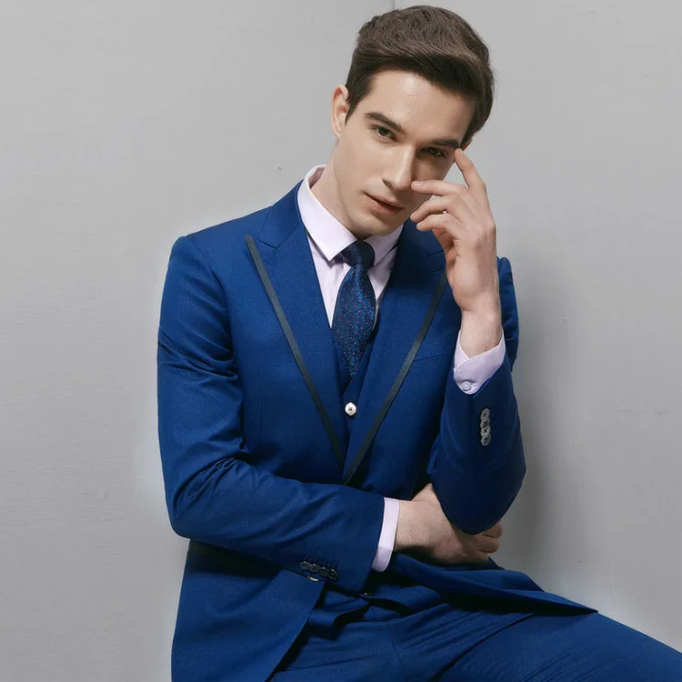 Super 130s 100% wool satin lapel half canvas men suits wedding slim fit bespoke custom tuxedo wedding dress