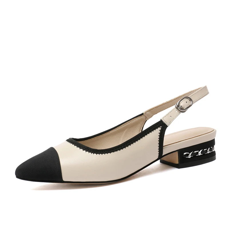 WETKISS Wholesale 2019 Spring Plus Size 43 Genuine Leather Pumps Shoes Low Chunky Heels Pumps Shoes Slingbacks Pumps for Women