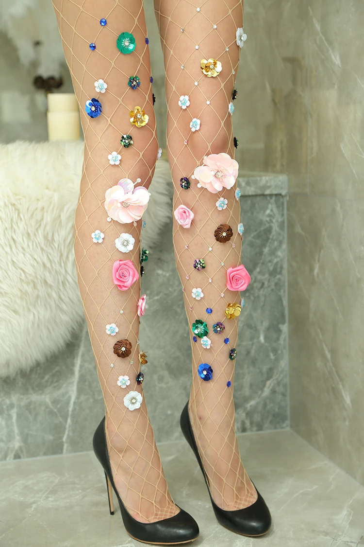 white socks sexy woman custom Floral  fishnet stockings tights sexy stockings