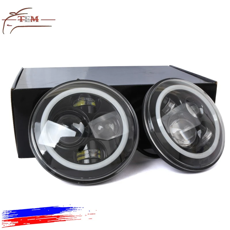 7 inch round LED headlight angel eyes for HARLEY motorcycle 40W led DRL front light