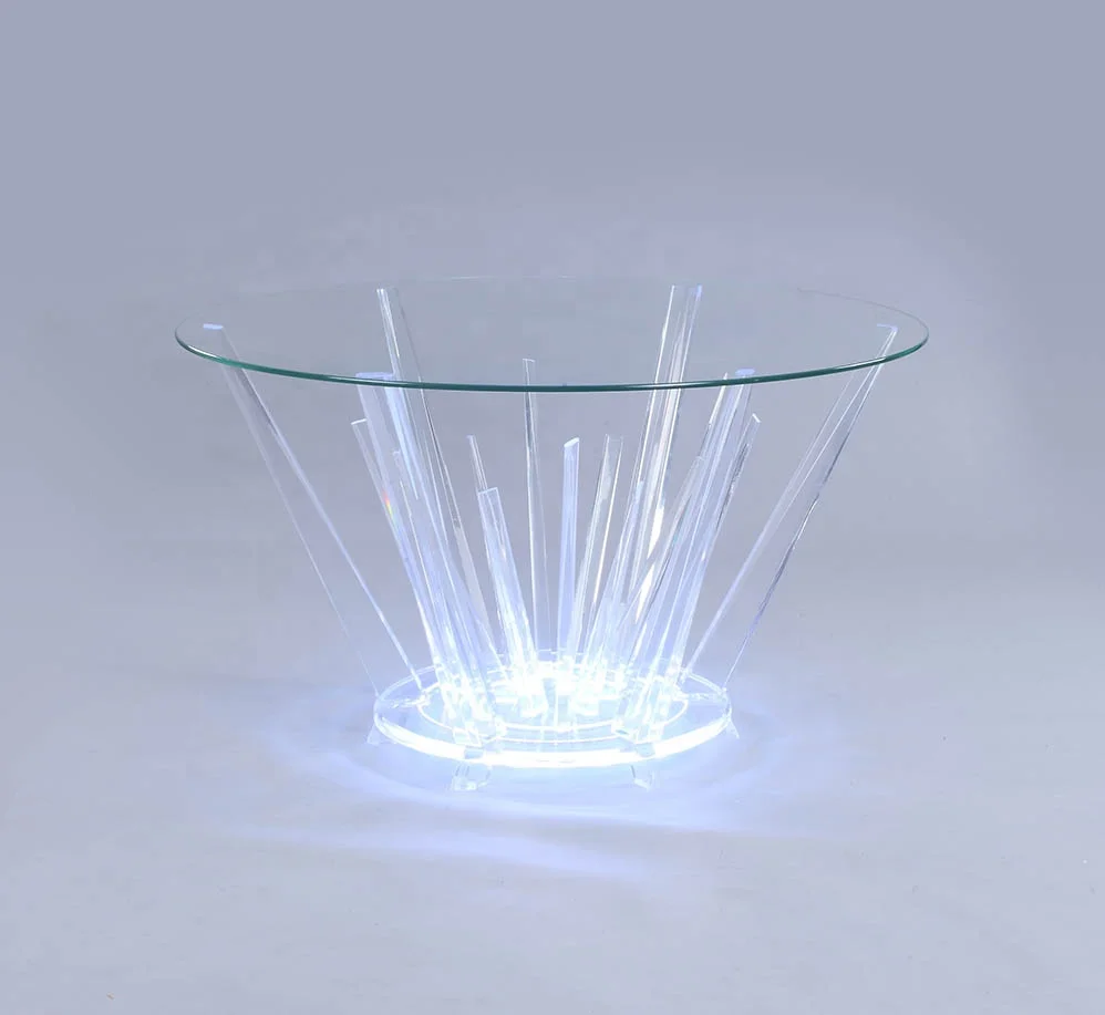 2021 High Quality New design Acrylic Round dining table with Led Light