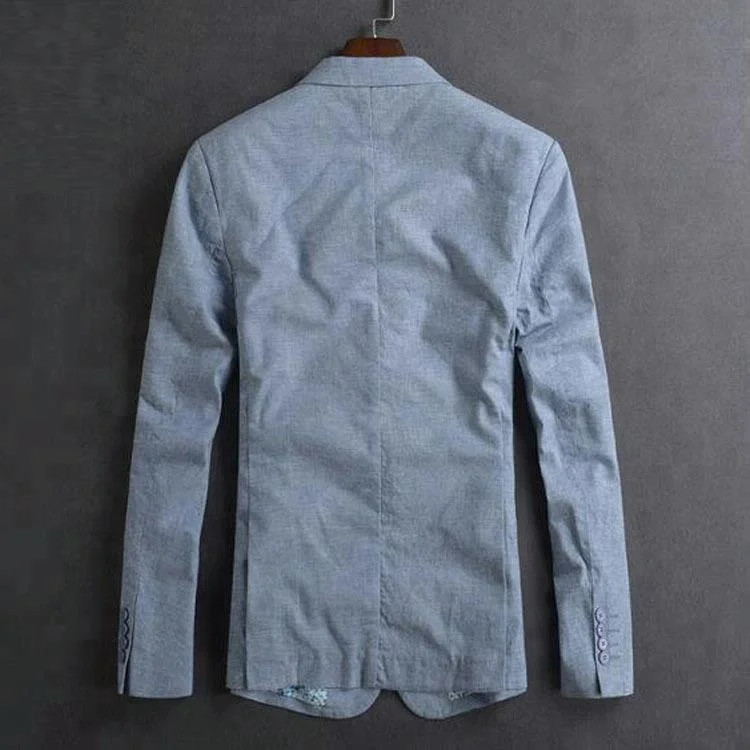 Navy blue casual suits 100% wool high quality men blazer with patch chest pocket