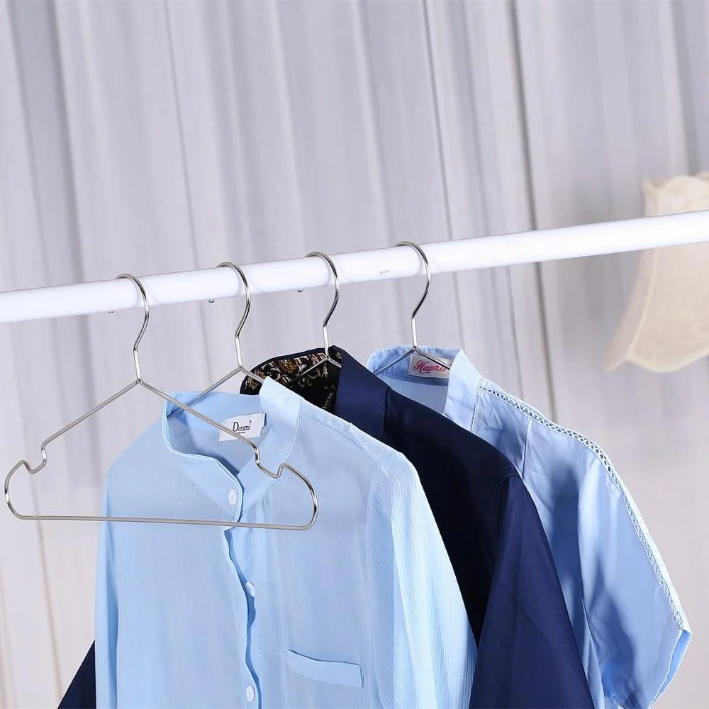 Clothes Hangers Heavy Duty Stainless Steel Hangers with Non Slip Grooves, Ultra Thin Metal Hangers