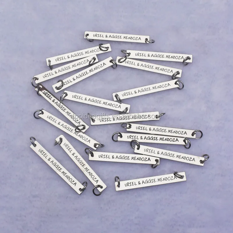 Customized logo mini size metal engraved tags gold silver rose gold pendant charms for jewelry bracelets