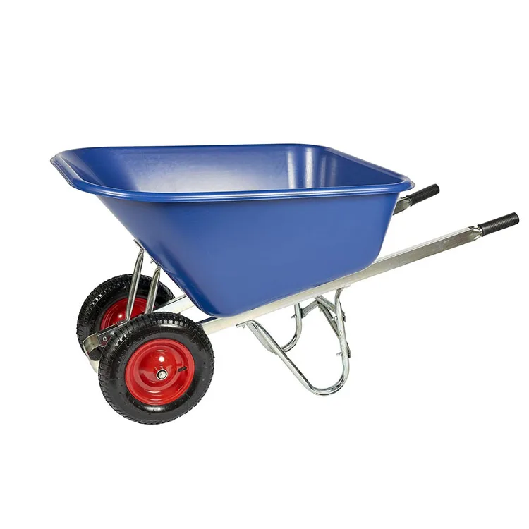 Pink Twin Wheel Wheelbarrow wb9800 With Puncture Proof Wheel 200 Liter Blue