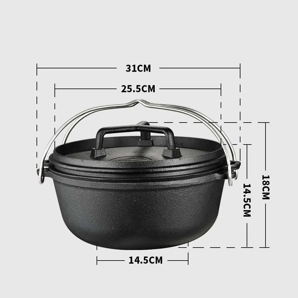 
High quality stock pot & frying pot outdoors camping hanging cast iron dutch oven set 