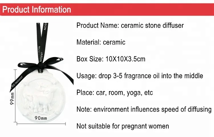 Ceramic Hanging Disc Car Air Freshener Scent