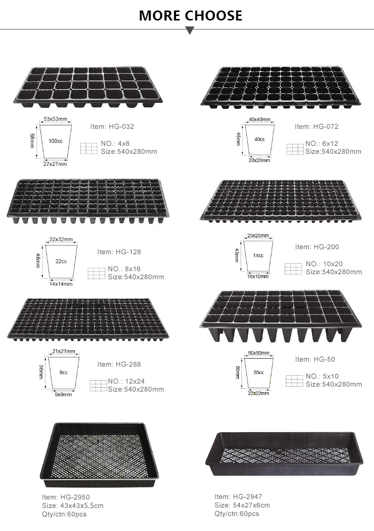 Durable Outdoor Garderning Hard Plastic Flower Pot & Planter Cell Garden PVC Seed Tray Nersury Seeding Flat Tray
