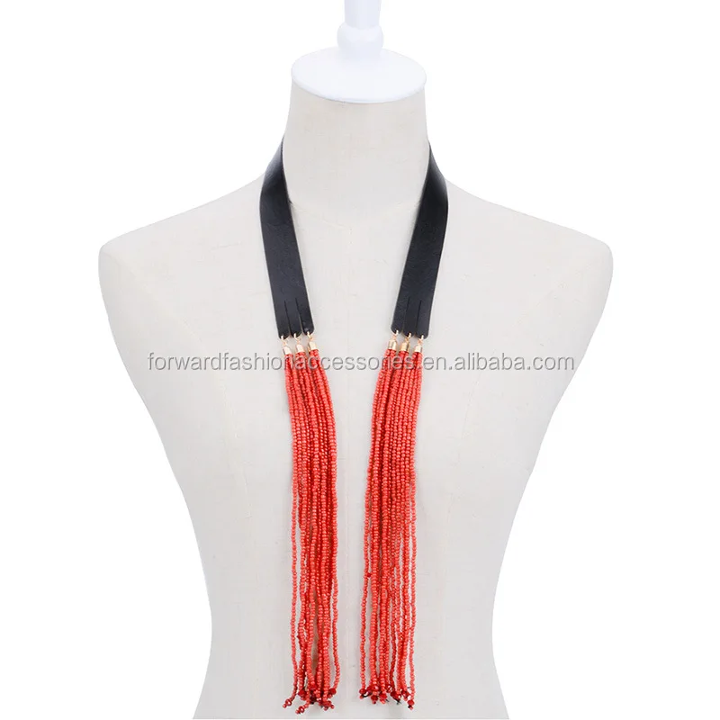2017 new design Bohemian beads long tassel necklace costume jewelry