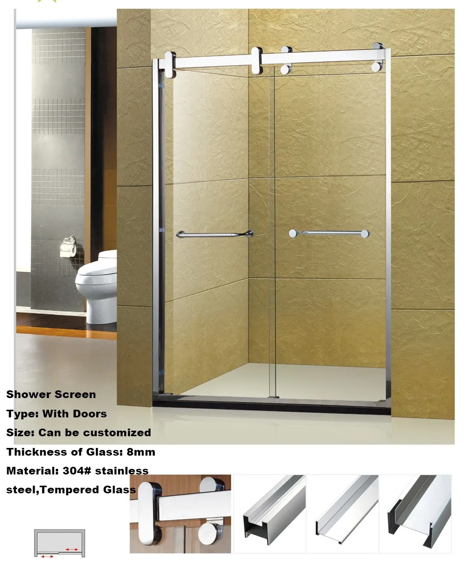 
High Quality Cheap price Stainless steel frame rectangle bath shower cabin 2 sided shower enclosure 