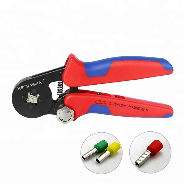 HSC9 16-4A Square Ferrule Crimp Tool Crimper Plier Used for 23-5 AWG 0.25-16 mm Cable End Sleeves