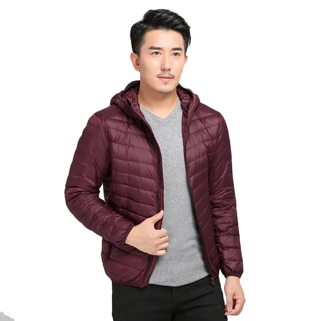 Новое поступление 2018, Красная мужская зимняя куртка на утином пуху с капюшоном от jacktown, пальто