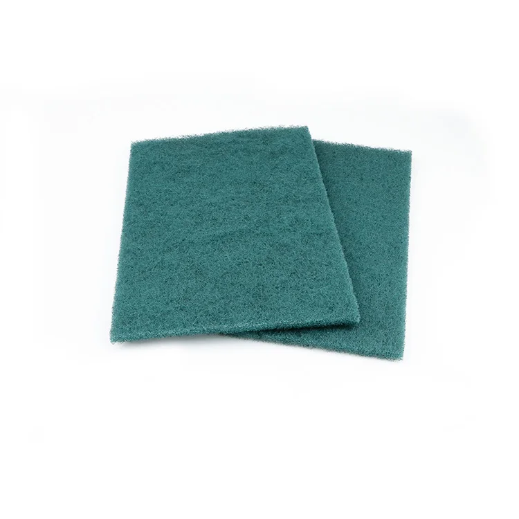 Non abrasive kitchen cleaning scrubber handle thick nylon dish scrub pad non woven heavy duty green sponge scouring pad