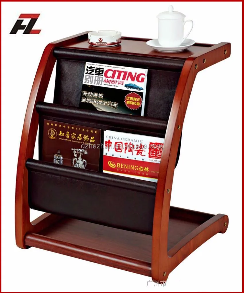 
wooden portable commercial magazine newspapaer display rack stand 