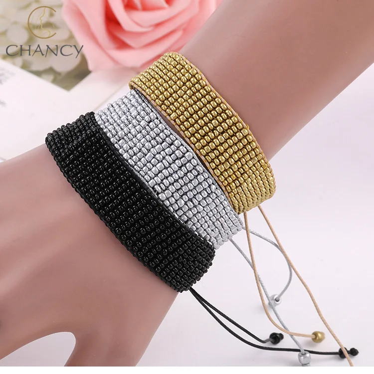 
Bohemian style jewelry multi-color resin seed bead bracelet 