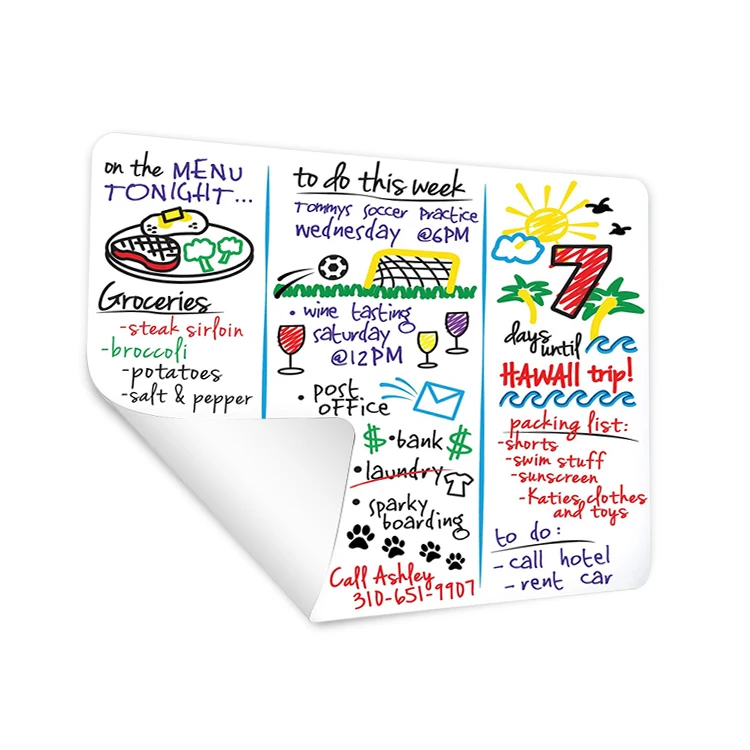 Custom Waterproof Reusable Dry Erase Paper Film Magnetic Self Adhesive Whiteboard Wall Sticker