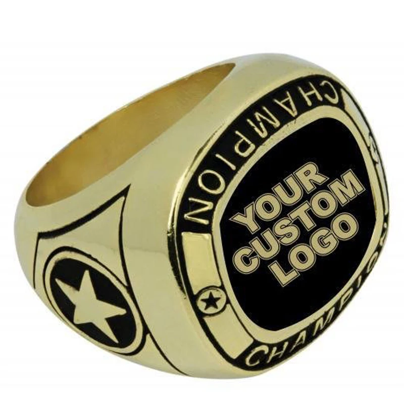 New High School Championship Rings Clear Rhinestone Mens Gold Ring