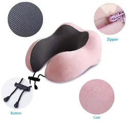 U shape airplane folding travel support with eye mask customize memory foam neck travel pillow