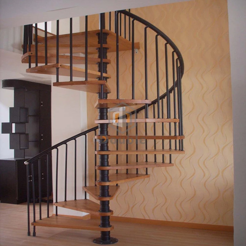 home small space oak wood spiral staircase metal steel spiral stairs