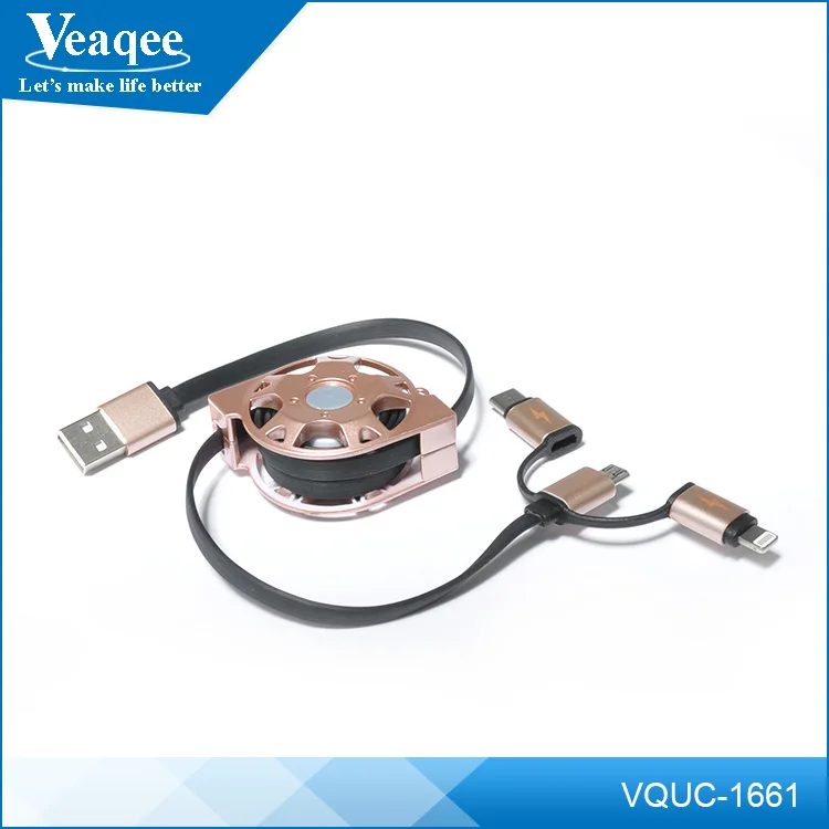 Veaqee гибкая выдвижной растяжение растянуть кабель, 3 в 1 usb кабель