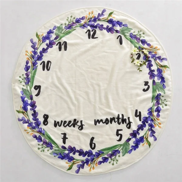 
12 Months Growth Photography Prop Baby Monthly Milestone Blanket Custom Newborn Infant Kids Soft Fleece Printed Baby Blanket 