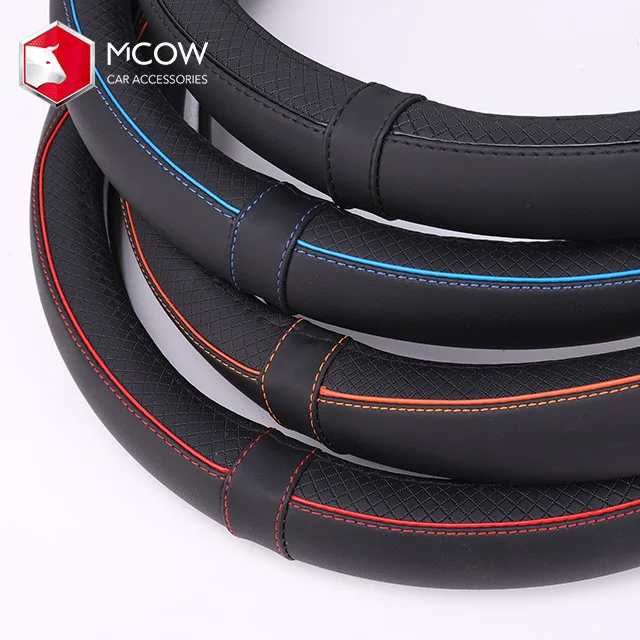 
2020 High Quality O Style D Style 38cm 15' Leather Car Steering Wheel Cover For BMW Audi Benz 