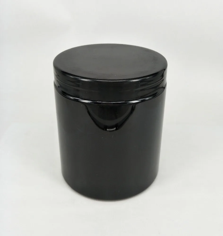 Food Grade 500ml Shiny Black Plastic Wide Mouth Jar